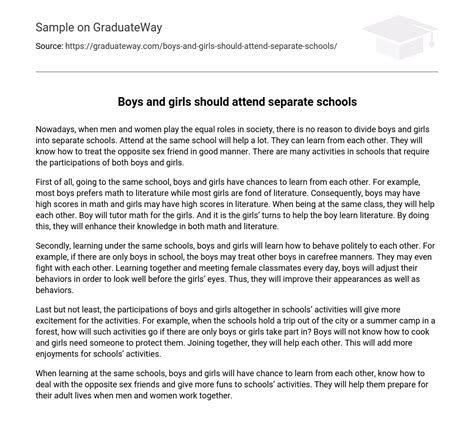 single sex schools essay